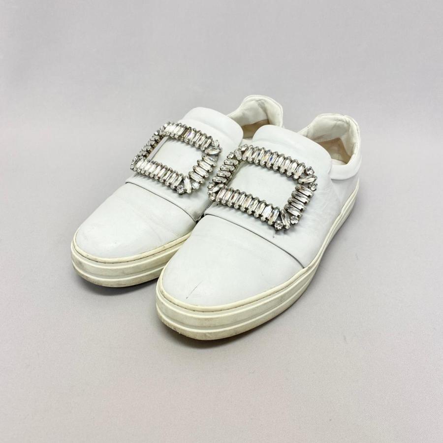 Roger Vivier ロジェヴィヴィエ スリッポン 37 1/2 ホワイト レザー 
