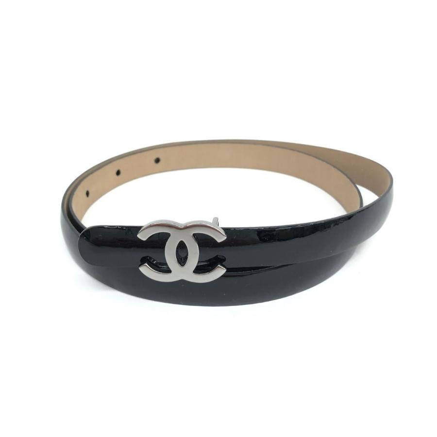 CHANEL シャネル ベルト 美品 B13 ブラック エナメルレザー CHANEL シャネル ベルト 美品 B13 ブラック エナメルレザー