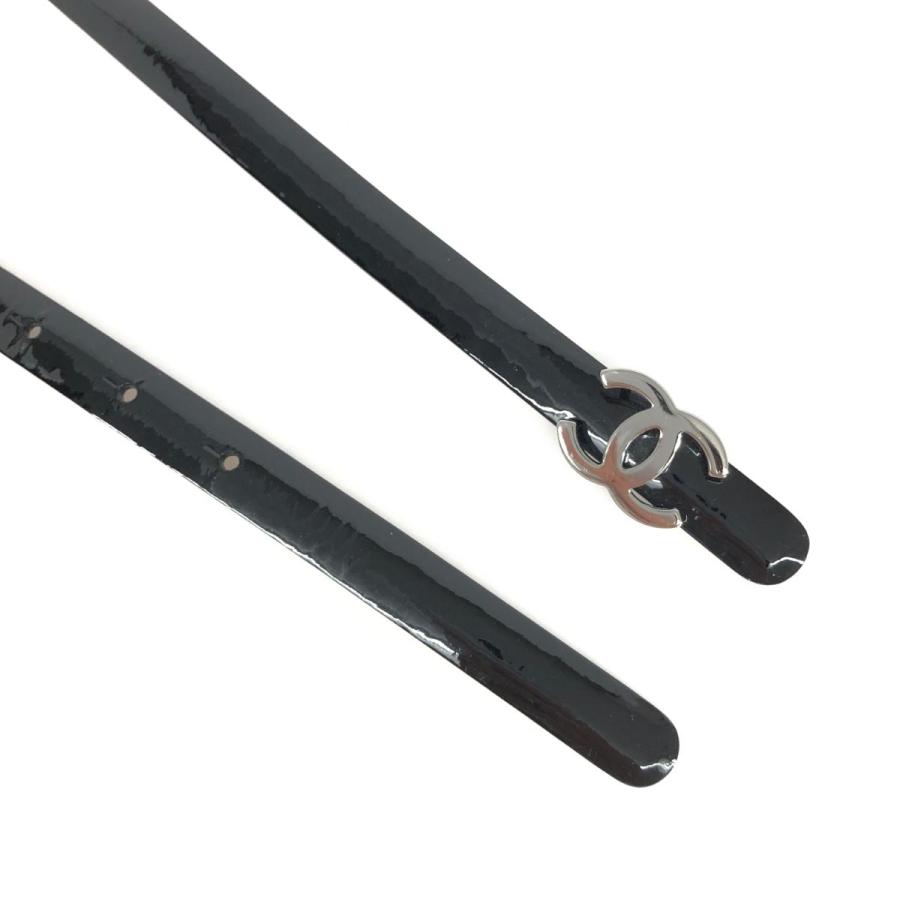 CHANEL シャネル ベルト 美品 B13 ブラック エナメルレザー CHANEL シャネル ベルト 美品 B13 ブラック エナメルレザー