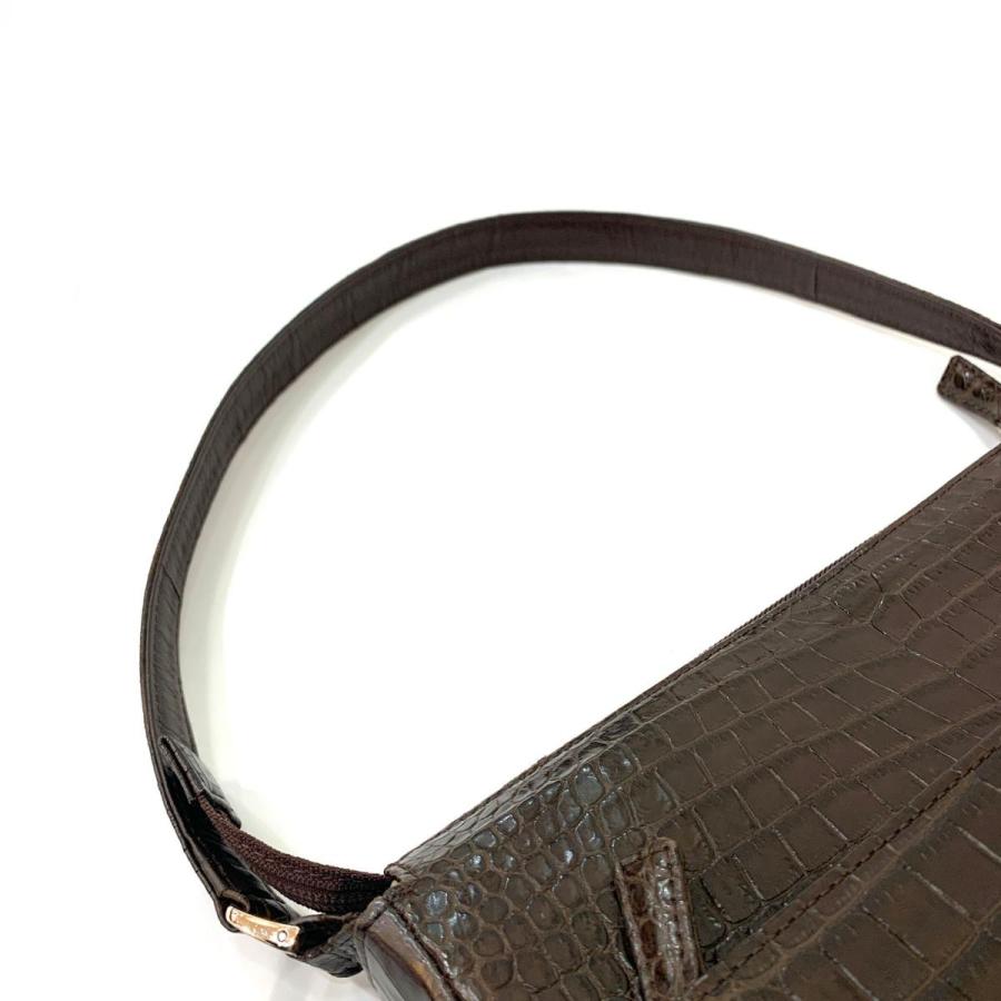 CROCODILE クロコダイル ワンショルダーバッグ 良好 ブラウン CROCODILE クロコダイル ワンショルダーバッグ 良好 ブラウン
