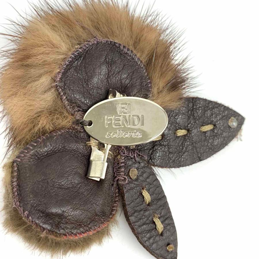 FENDI フェンディ ミンクファーブローチ 良好 ブラウン ミンクファー 