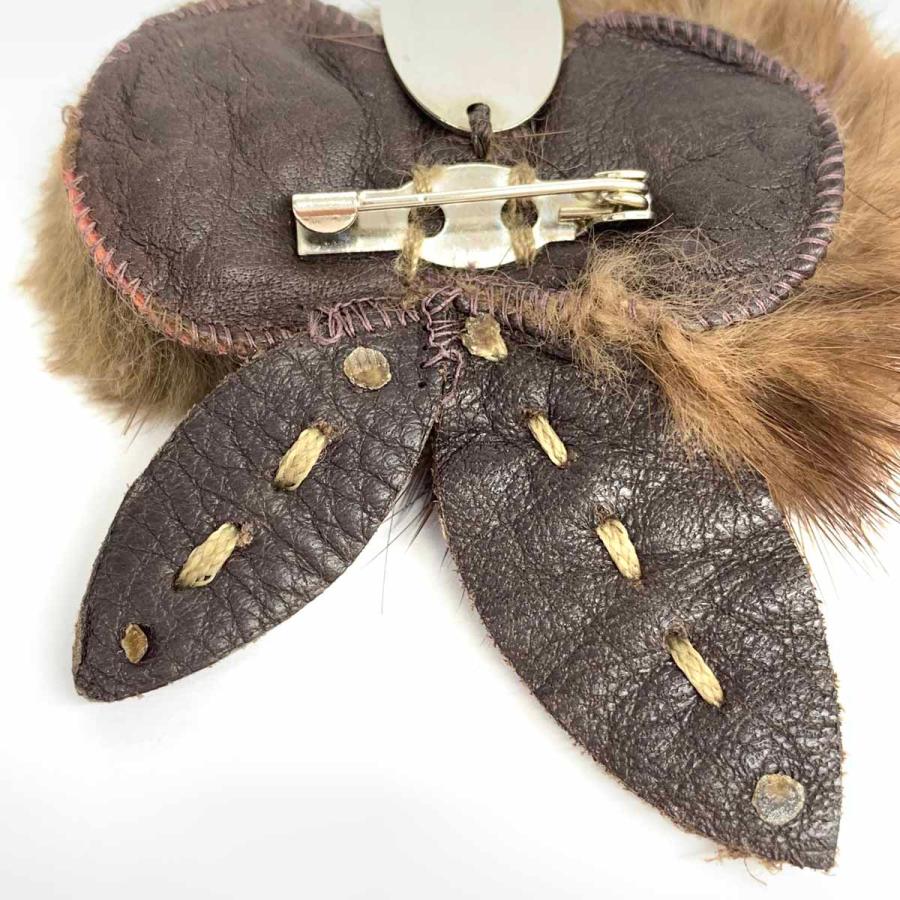 FENDI フェンディ ミンクファーブローチ 良好 ブラウン ミンクファー 