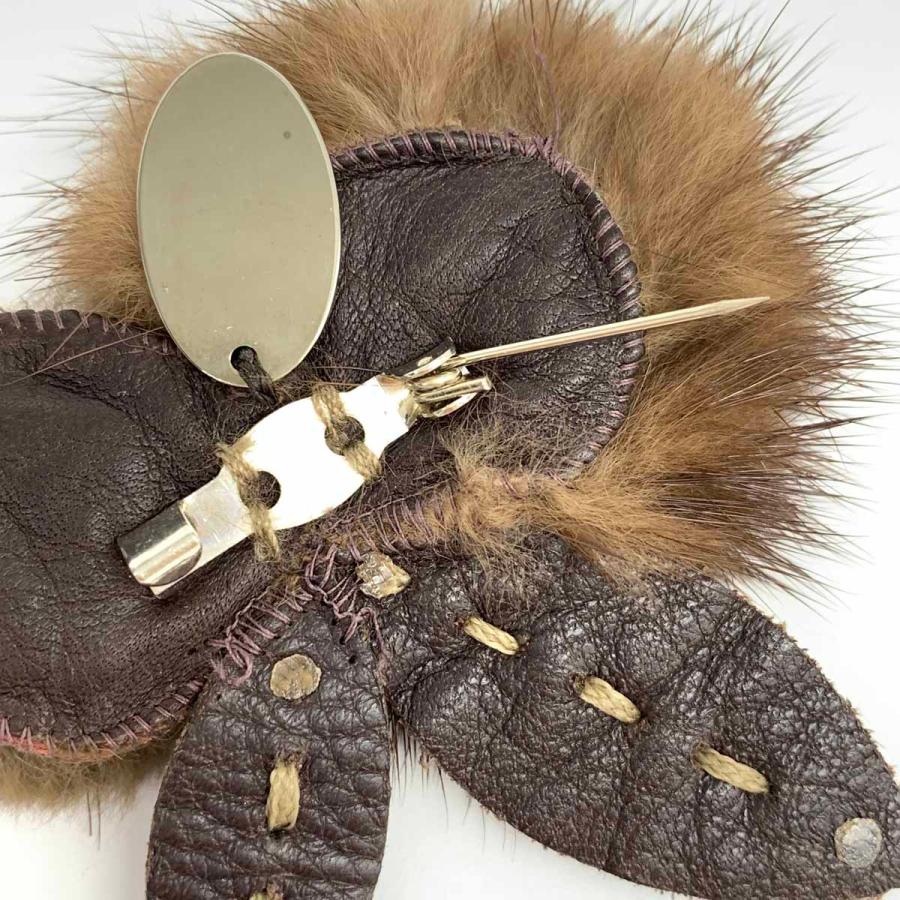 FENDI フェンディ ミンクファーブローチ 良好 ブラウン ミンクファー 
