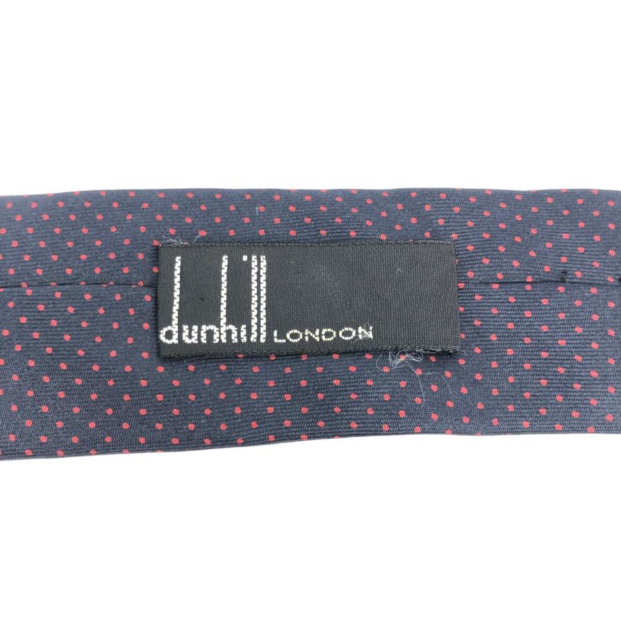 dunhill ダンヒル ネクタイ 良好 ネイビー シルク100％ ドット柄