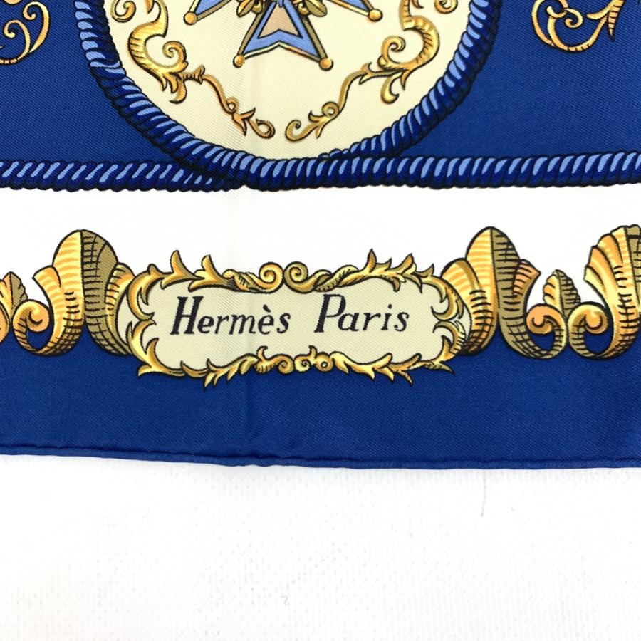 HERMES エルメス カレ90 スカーフ 良好 ネイビー シルク100 HERMES エルメス カレ90 スカーフ 良好 ネイビー シルク100