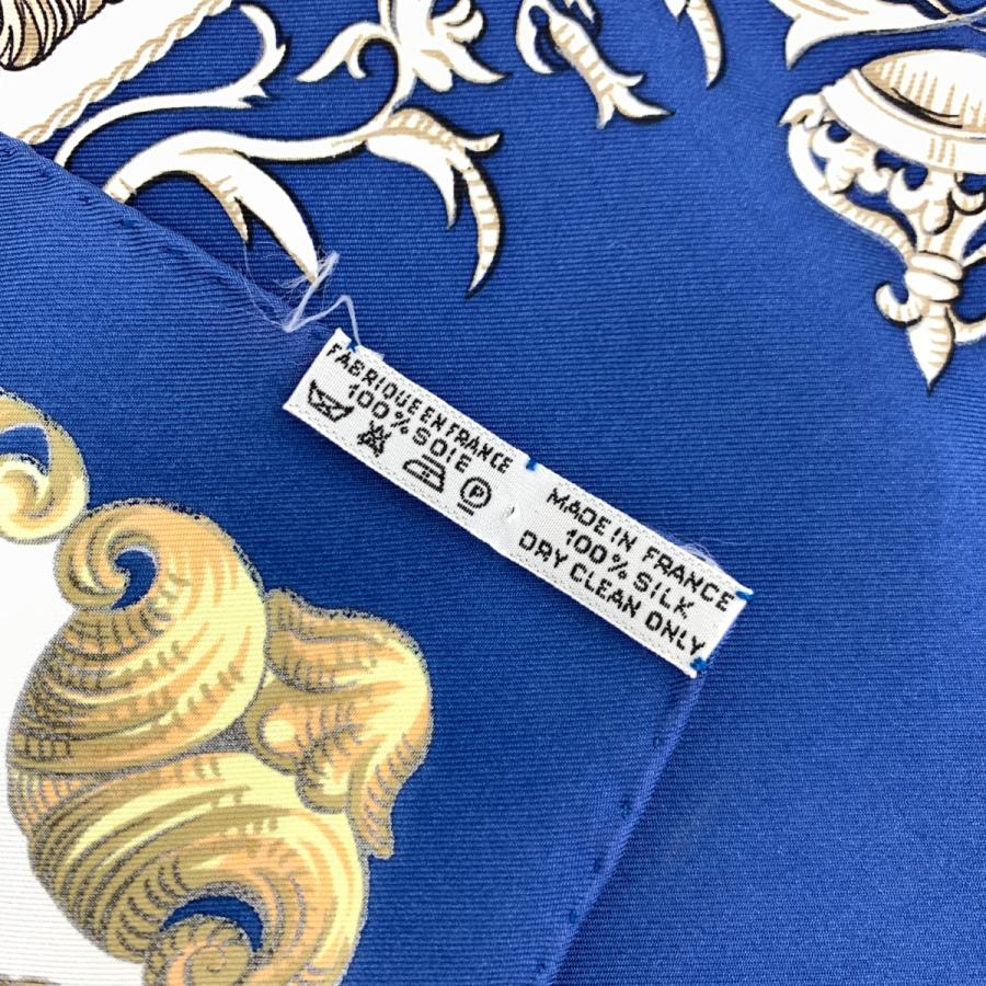 HERMES エルメス カレ90 スカーフ 良好 ネイビー シルク100 HERMES エルメス カレ90 スカーフ 良好 ネイビー シルク100