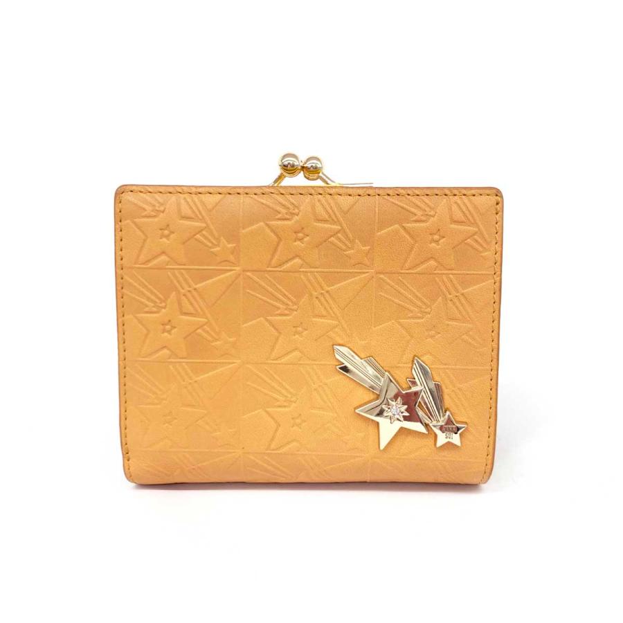 ANNA SUI アナスイ 二つ折り財布 美品 ブラウン レザー 流れ星柄  