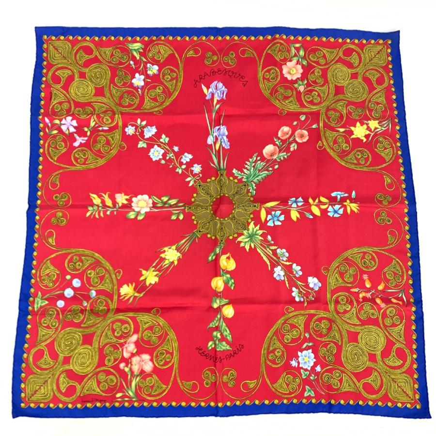 エルメス スカーフ レッド HERMES シルク100％