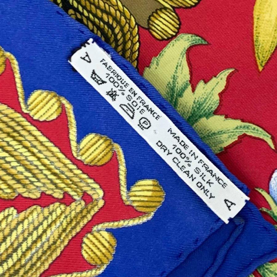 HERMES エルメス カレ90 スカーフ レッド シルク100％ 総柄 レディース 