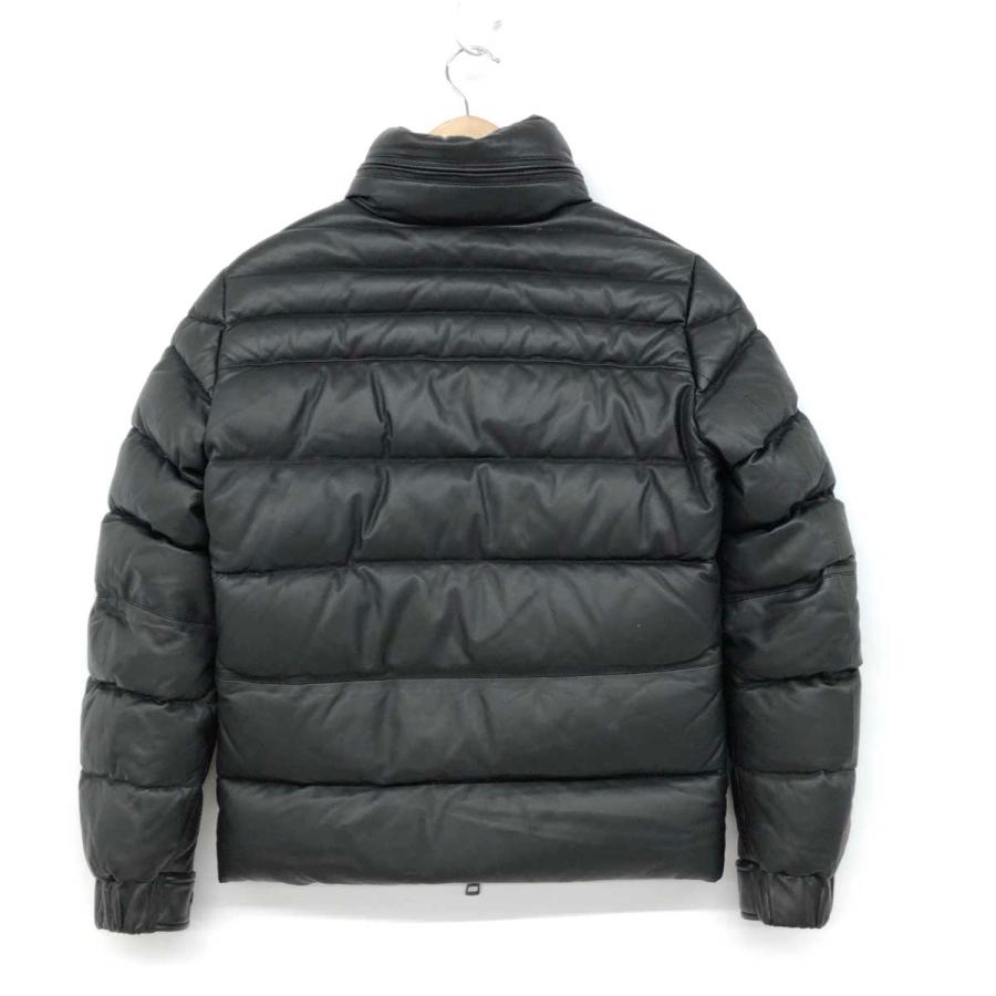 MONCLER モンクレール  ダウンジャケット 良好 サイズ0  ブラック ラムレザー メンズ  アウター キムタク着 GABERIC｜tifana｜02