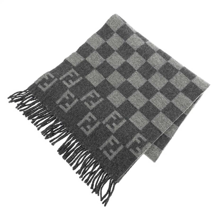 FENDI フェンディ マフラー グレー ウール100% ズッカ柄 メンズ FENDI フェンディ マフラー グレー ウール100% ズッカ柄 メンズ