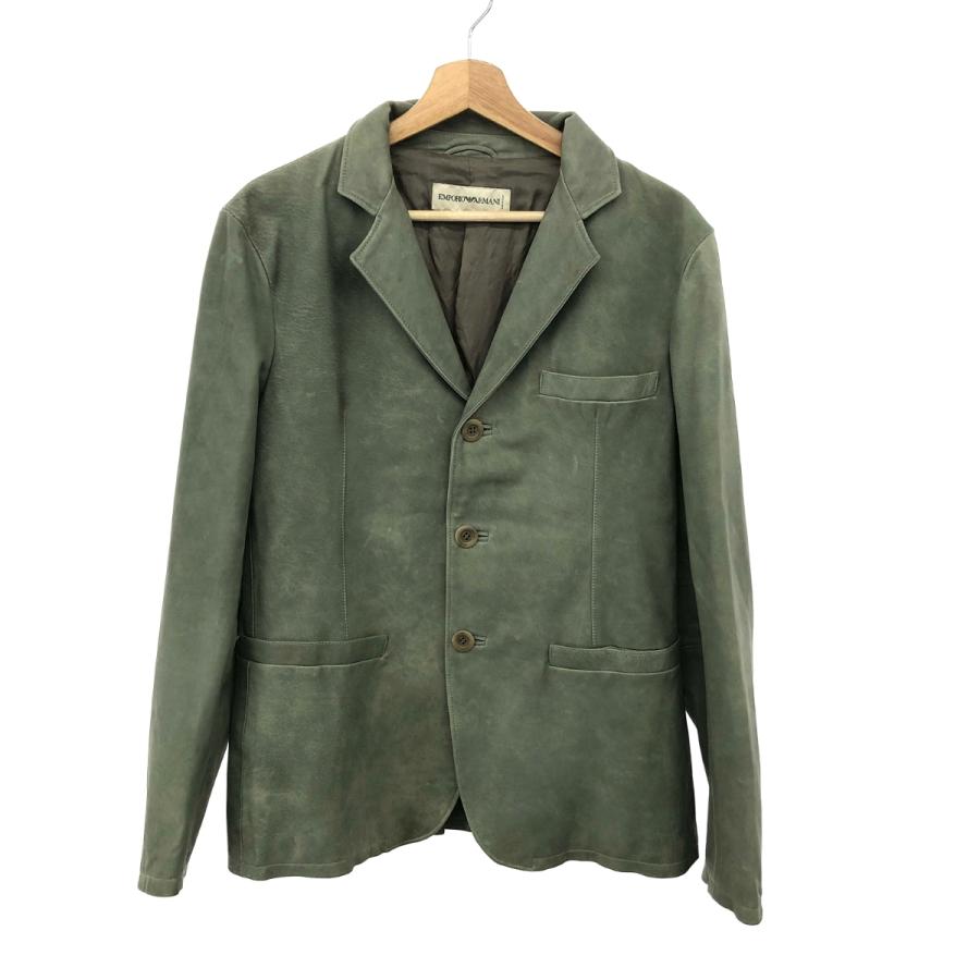 EMPORIO ARMANI エンポリオアルマーニ レザージャケット 48 グリーン 