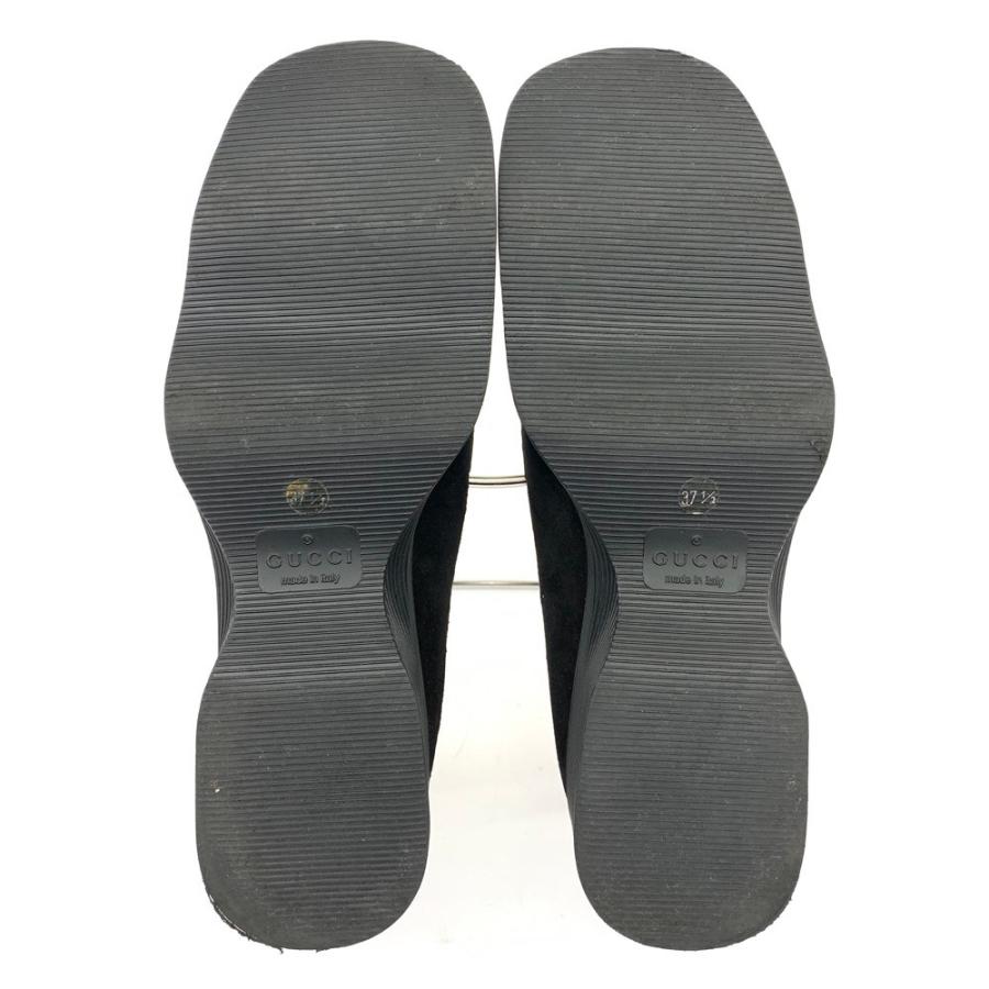 GUCCI グッチ ローファー 美品 37 1/2 ブラック スエード レディース 
