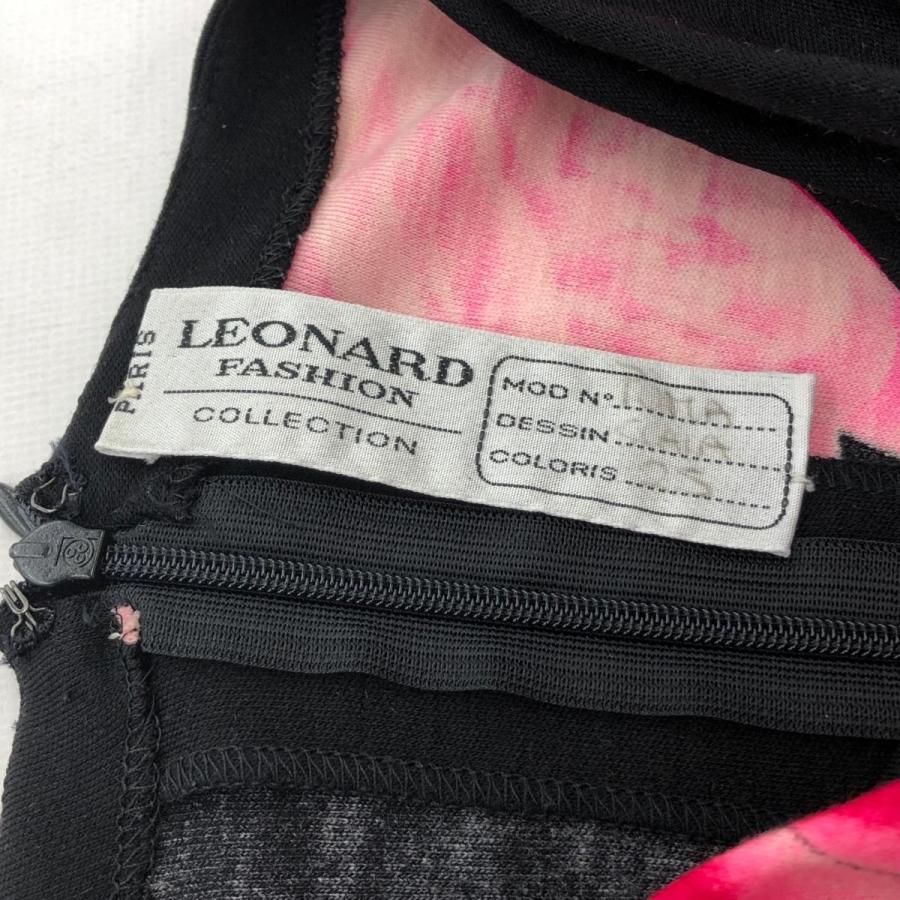 LEONARD レオナール  長袖ニット 良好 サイズ38  ブラック×ピンク ウール レディース 花柄 ドレープネック トップス カットソー 薄地｜tifana｜04