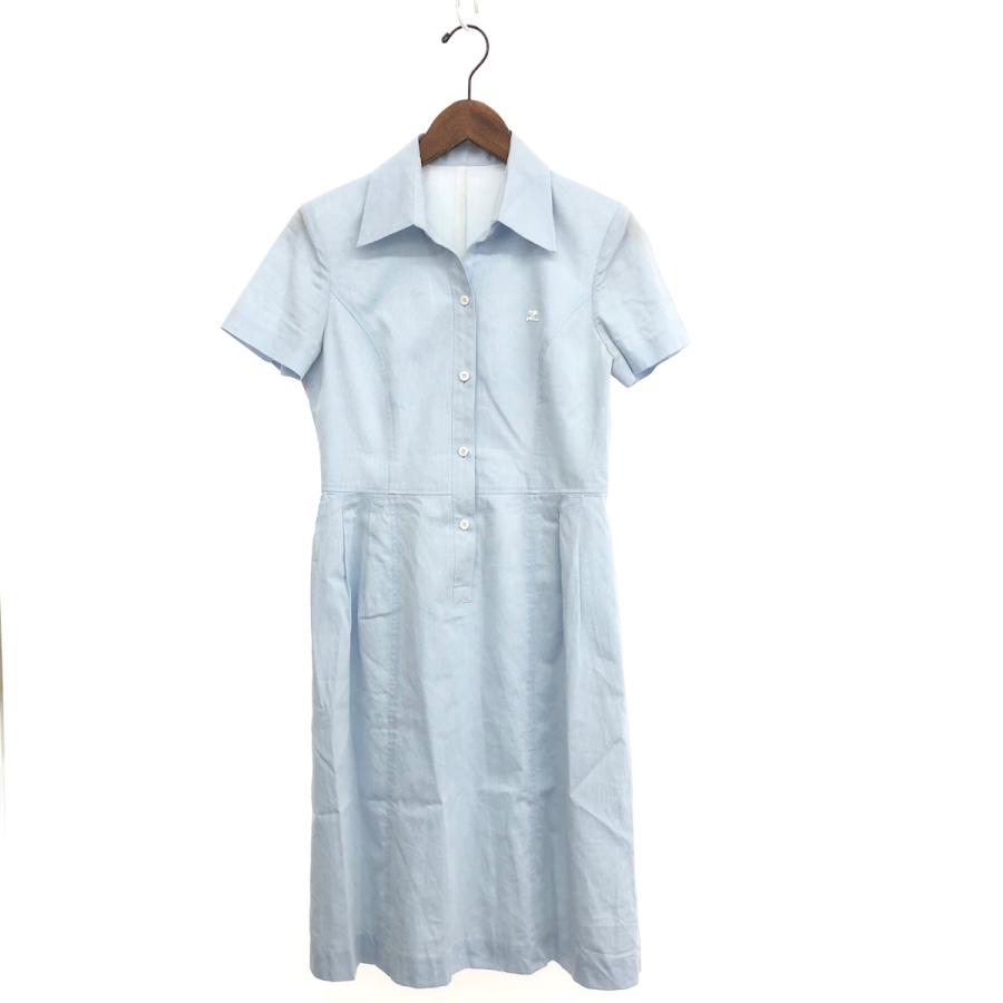 Courreges クレージュ シャツワンピース サイズ:11 ブルー 綿 
