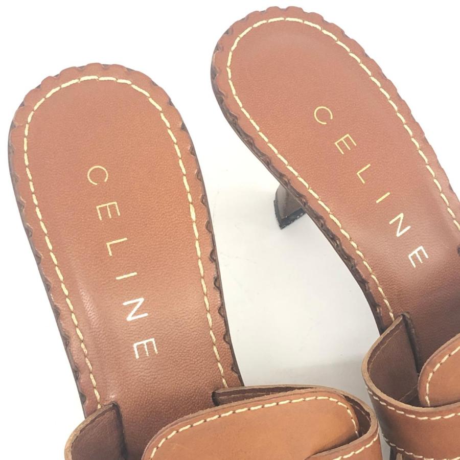 CELINE セリーヌ サンダル 38.5 C ブラウン レザー マカダム 