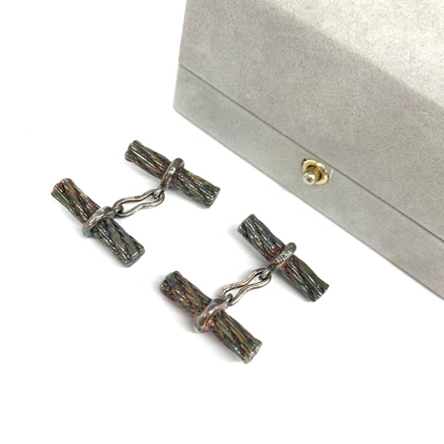 HERMES エルメス ヴィンテージ カフス ブロンズカラー SV925 ロープ 