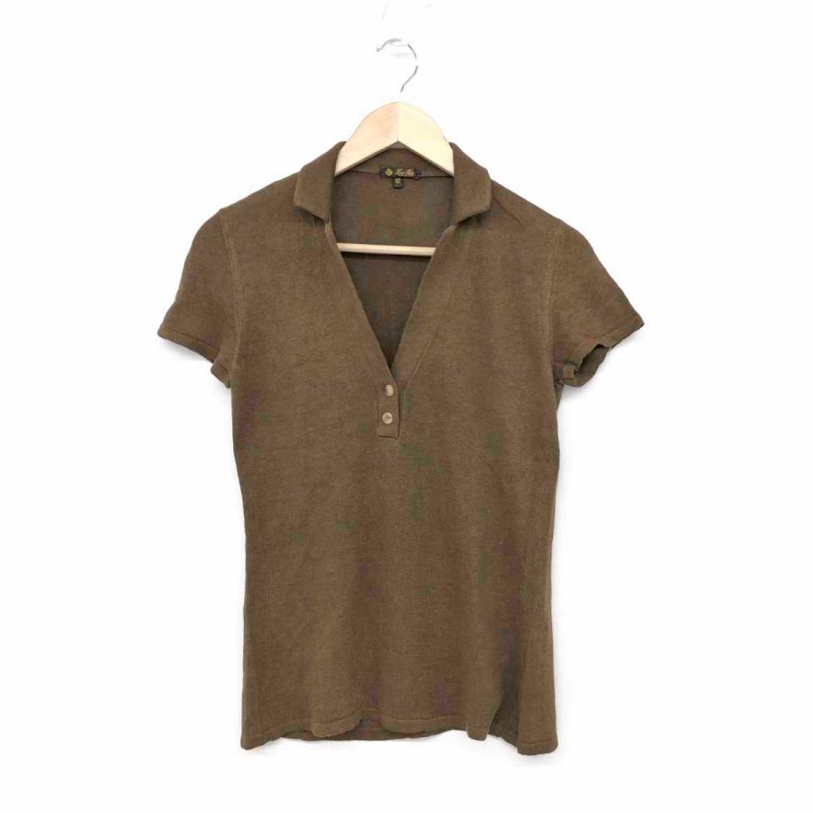 LORO PIANA ロロピアーナ 半袖リネンニット サイズ42 ブラウン 麻100  