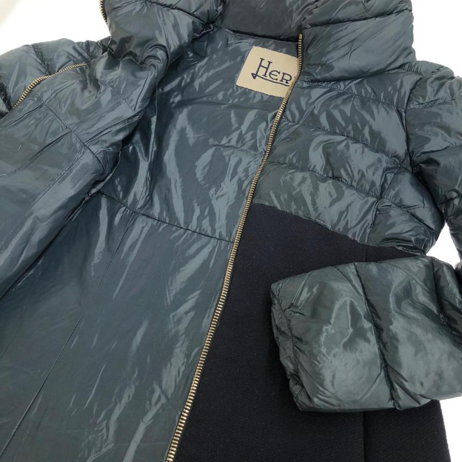 HERNO ヘルノ ダウンコート 40 ネイビー ダウン95％ レディース タイト 