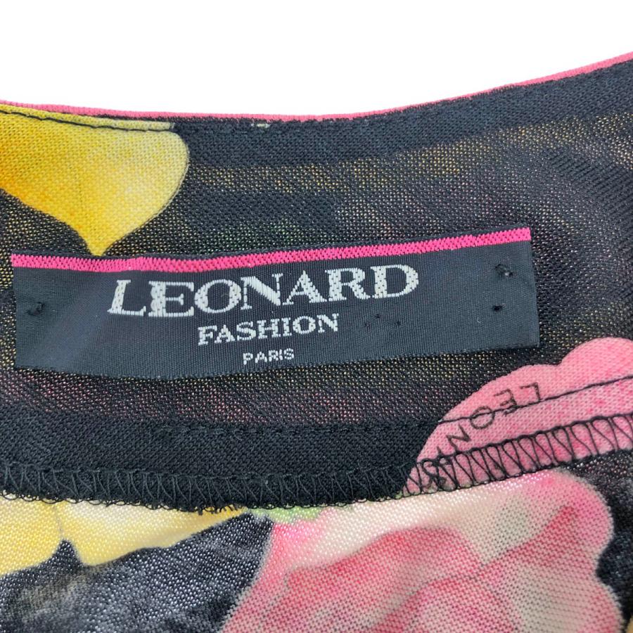 LEONARD レオナール 長袖ワンピース サイズLL ブラック/マルチ LEONARD レオナール 長袖ワンピース サイズLL ブラック/マルチ