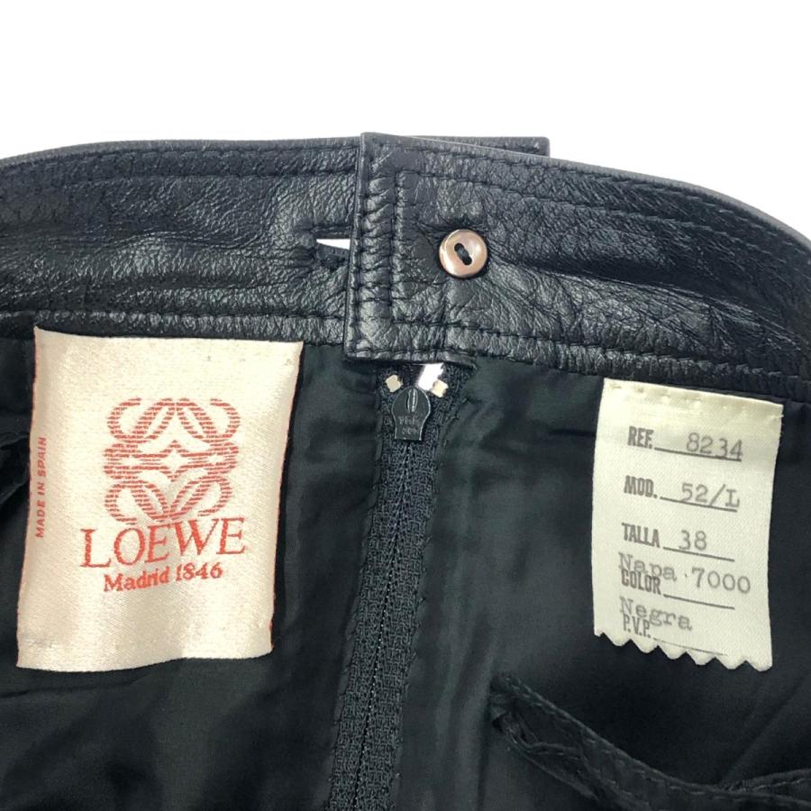 LOEWE ロエベ レザースカート サイズ:38 ブラック レディース タイト 