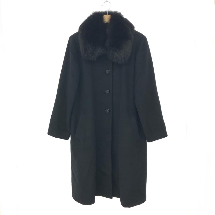 最終価格　新品ハナエモリ　ブルーフォックス ファー襟付きベージュロングコート38 最終価格新品ハナエモリブルーフォックス ファー襟付きベージュロング