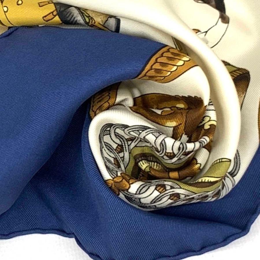 HERMES エルメス カレ90 REPRISE スカーフ 良好 ベージュ HERMES エルメス カレ90 REPRISE スカーフ 良好 ベージュ