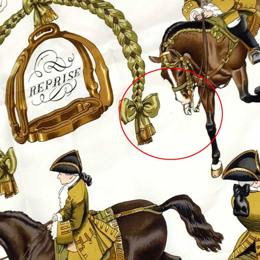 HERMES エルメス カレ90 REPRISE スカーフ 良好 ベージュ HERMES エルメス カレ90 REPRISE スカーフ 良好 ベージュ