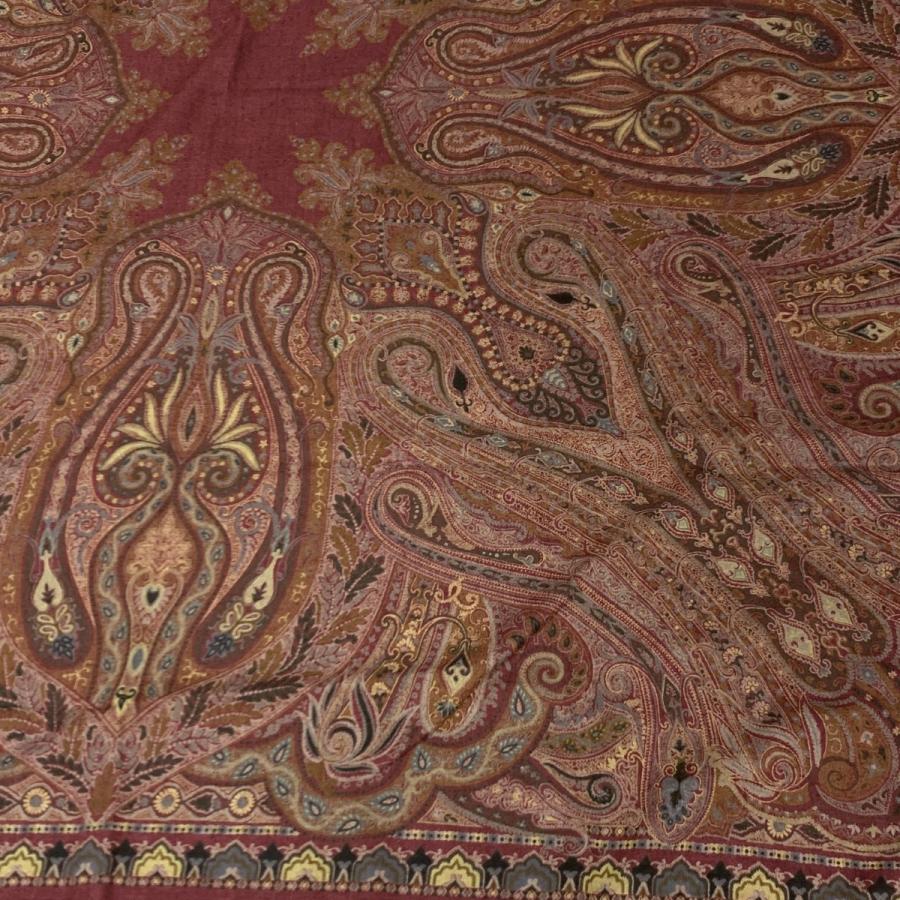 ETRO エトロ 大判ストール ボルドー シルク×ウール ペイズリー柄 ETRO エトロ 大判ストール ボルドー シルク×ウール ペイズリー柄