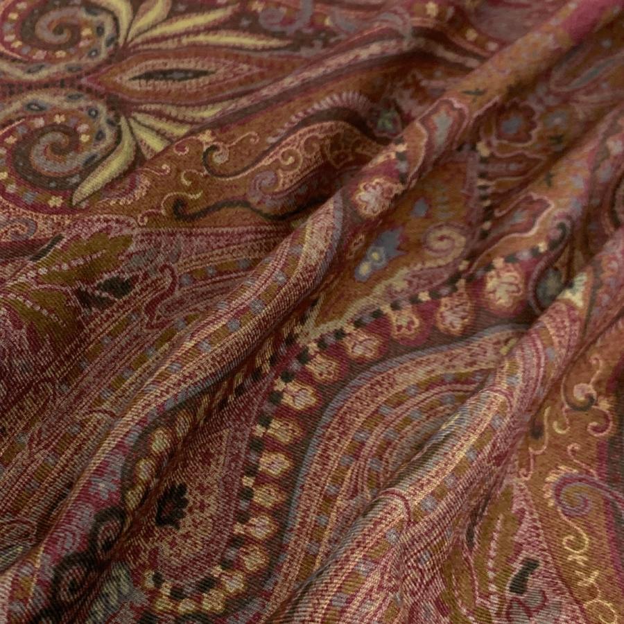 ETRO エトロ 大判ストール ボルドー シルク×ウール ペイズリー柄 ETRO エトロ 大判ストール ボルドー シルク×ウール ペイズリー柄