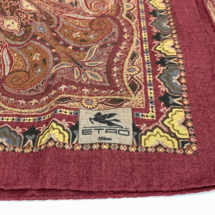 ETRO エトロ 大判ストール ボルドー シルク×ウール ペイズリー柄 ETRO エトロ 大判ストール ボルドー シルク×ウール ペイズリー柄