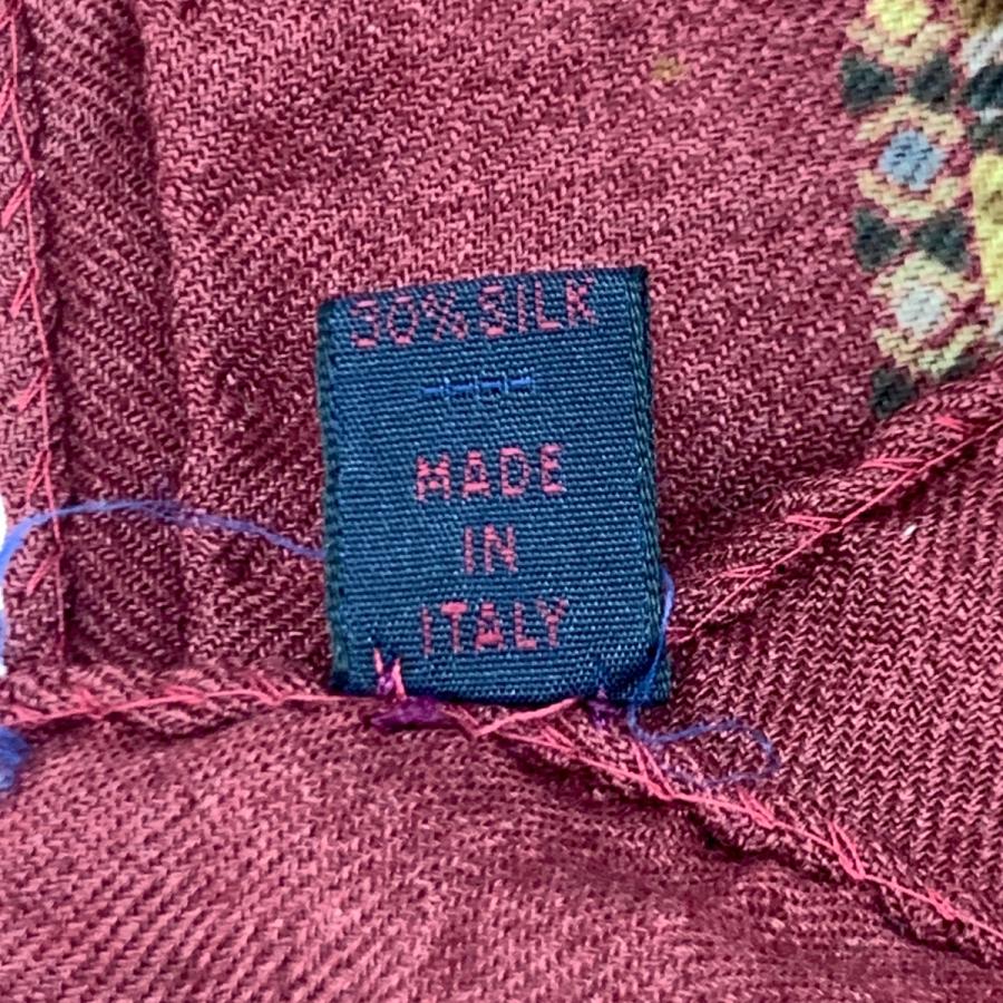 ETRO エトロ 大判ストール ボルドー シルク×ウール ペイズリー柄 ETRO エトロ 大判ストール ボルドー シルク×ウール ペイズリー柄