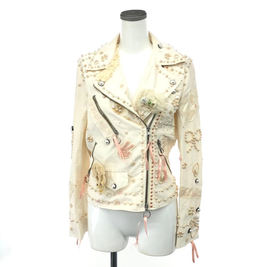 MOSCHINO モスキーノ ライダースジャケット サイズ:40 ホワイト 