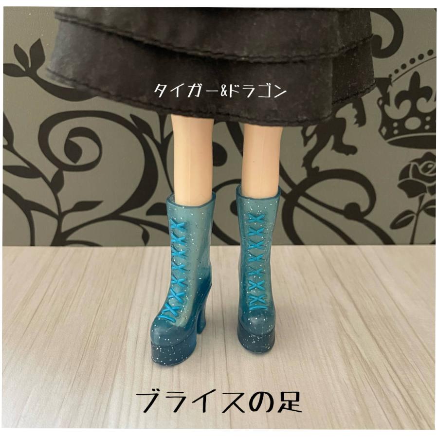 リカちゃん ブライス 透明厚底レースアップブーツ ロングブーツ