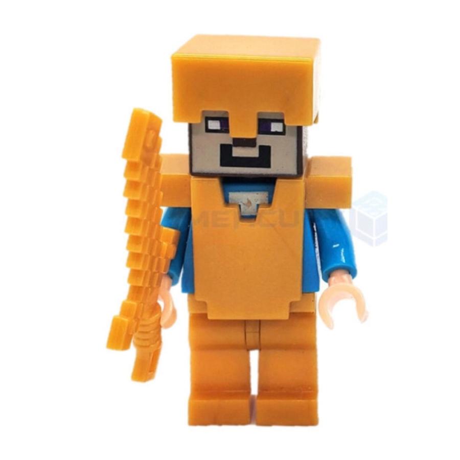 マインクラフト レゴ互換 ブロック ミニフィグ ご予約品 ミニフィギュア マイクラゲームキャラクターグッズ ゴールドアーマースティーブ スティーブ
