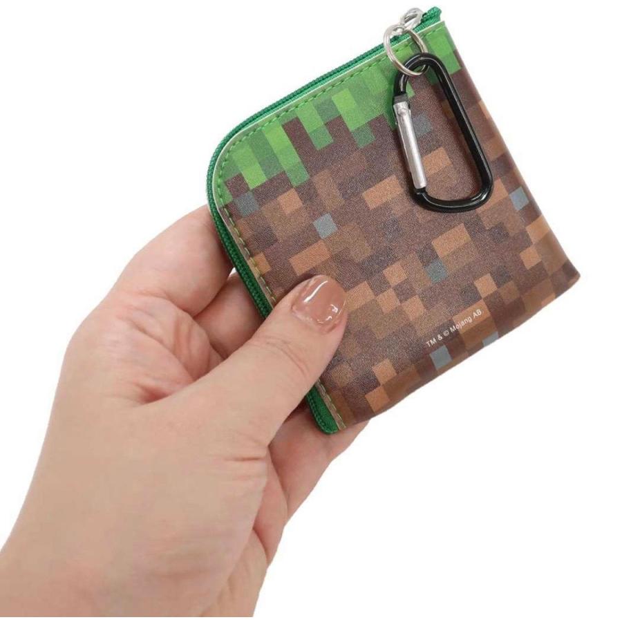 マインクラフト カラビナ付きl字ポーチ 草ブロック 小銭入れ Web限定カラー 財布 マイクラゲームキャラクターグッズ ポーチ ゲームソフトケース 小物入れ