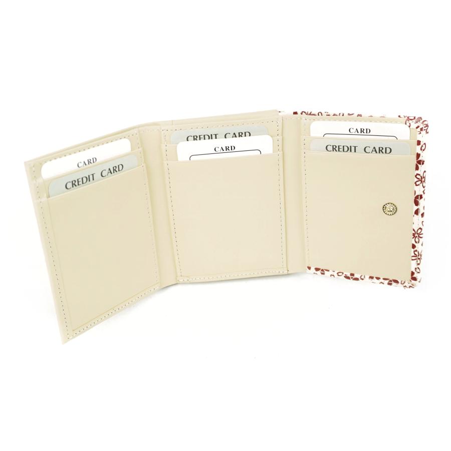 印伝桜吹雪柄三つ折り財布　シロ地/アカ（漆）　　　　　日本製 |  | 01