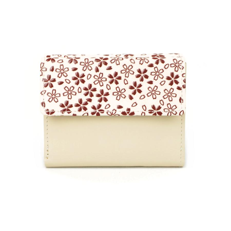 印伝桜吹雪柄三つ折り財布　シロ地/アカ（漆）　　　　　日本製 |  | 03