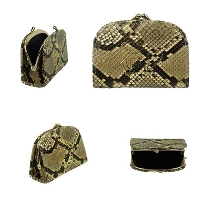 錦ヘビ革　ミニガマ口　　カエル箔押し　日本製 |  | 02