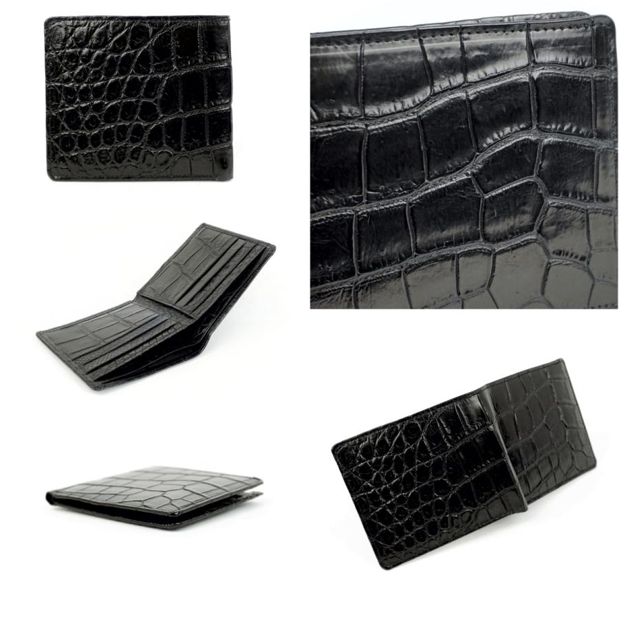 財布 クロコダイル 本革 メンズ 二つ折り マット仕上げ 日本製