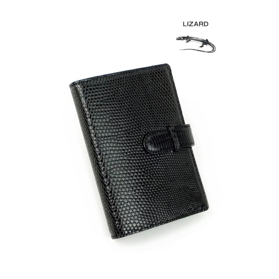 本革 リザードレザー トカゲ革 システム手帳 6穴バインダー ブラック