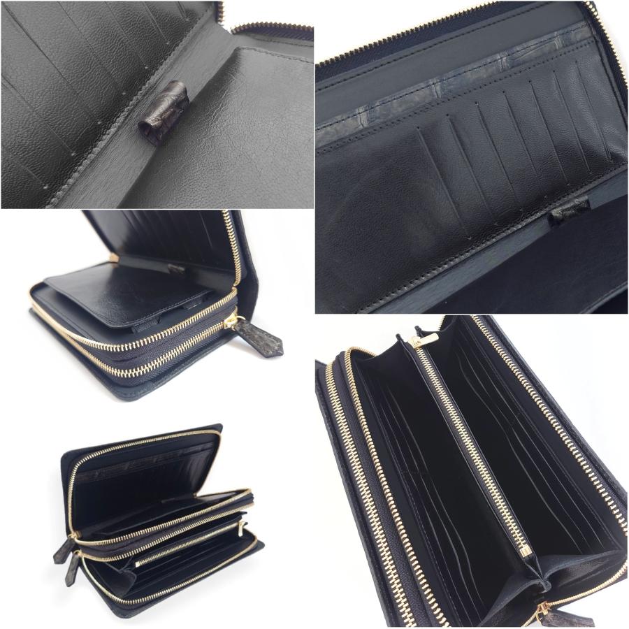 クロコダイル墨染 ミニセカンド クラッチ バッグ 財布 本革 ワニ革