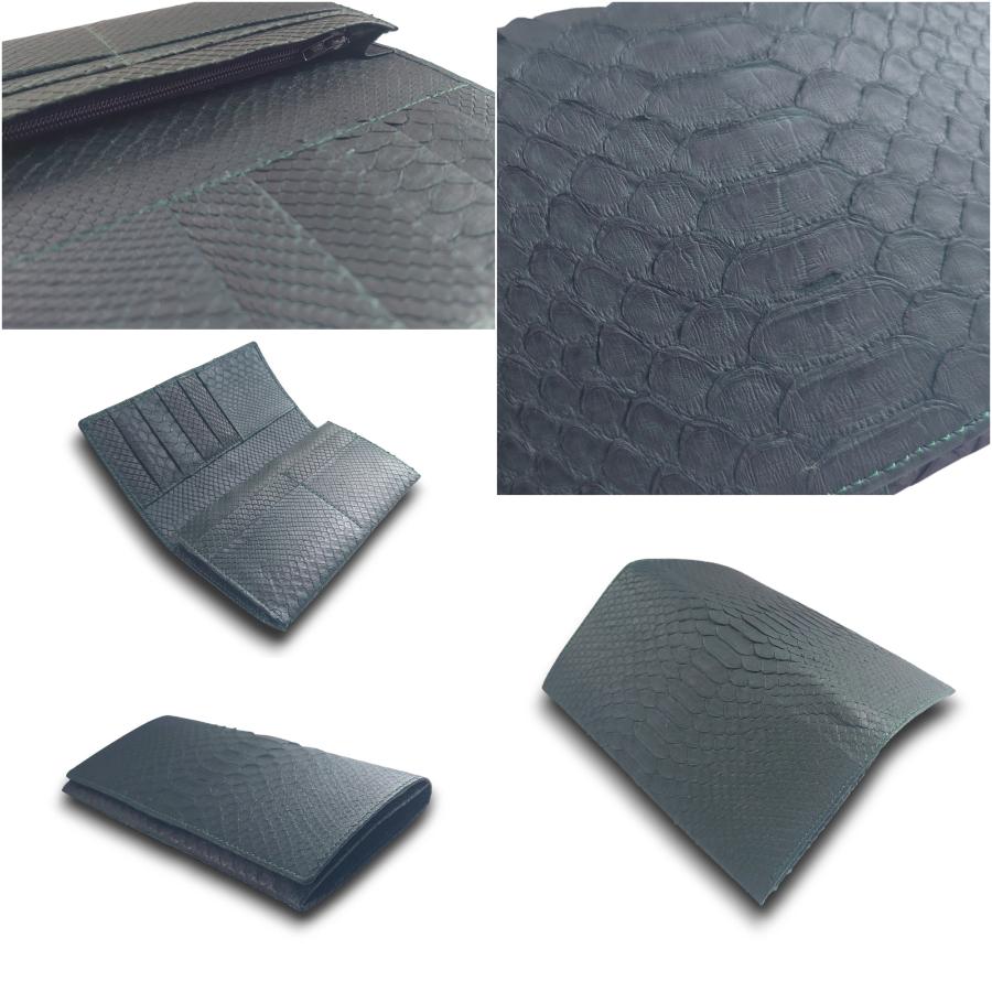 パイソン 長財布 メンズ 本革 日本製 グリーン 蛇革 高級 薄型 スリム 財布 マット仕上げ 内側蛇革仕様 ギフト プレゼント |  | 02