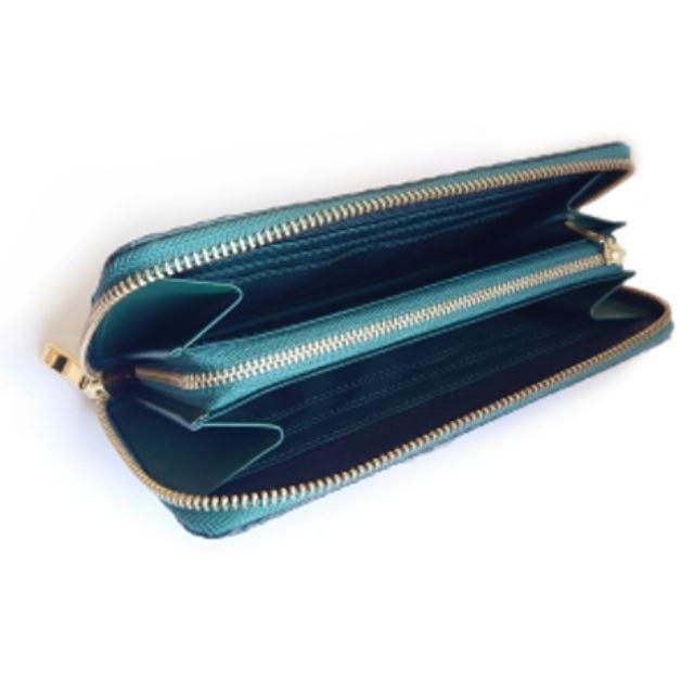 財布　錦ヘビ革 錦蛇 パイソンレザー　ラウンドファスナー 長財布 L字ファスナー　グリーン　緑　日本製 |  | 02