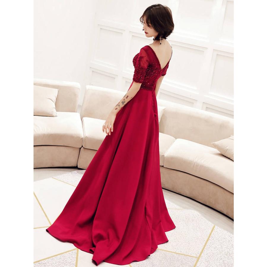 新色登場 パーディードレス Aライン ワンピース Vネック 編み上げ ロングドレス 花嫁ドレス ウェディング レディース 発表会 二次会 披露宴 結婚式 ドレス 春の最新作 送料無料 Www Yalaphone Com