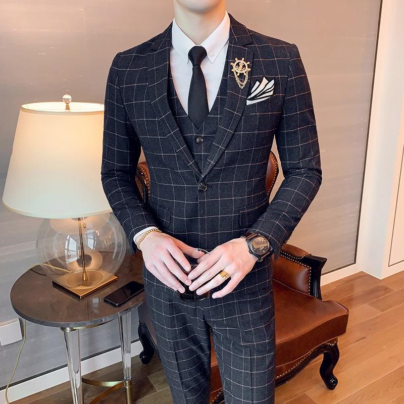 超歓迎 メンズ 3ピーススーツ チェック柄 ビジネススーツ メンズスーツ フォーマルスーツ 3点セット セットアップスーツ 成人式 結婚式 スーツ 紳士服 入学式 安心の定価販売 Mail Alrayan University Edu Ye