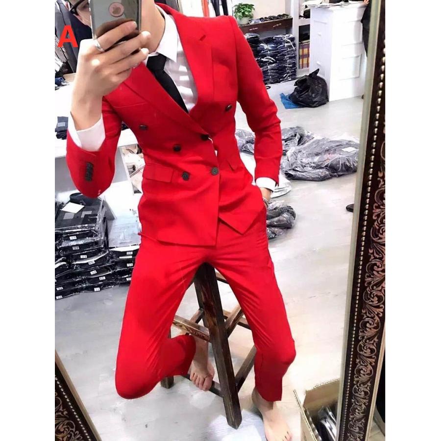 レッド系 M全国宅配無料 スーツ カラースーツ 赤スーツ メンズ 衣装 成人式 サンタさん セットアップ スーツ レッド系m 16 4 Laeknavaktin Is