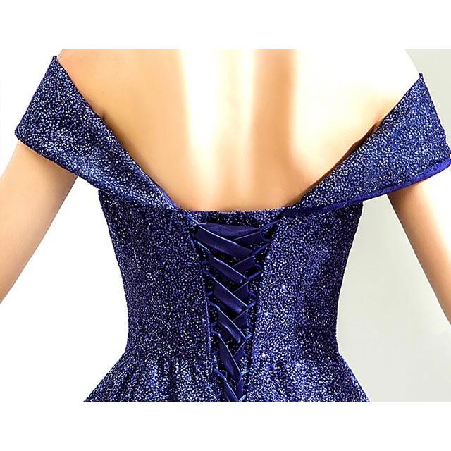 送料無料 編み上げ パーティードレス 星空 フォーマルドレス オフショルダー ブルー 花嫁二次会 おしゃれ ロングドレス お呼ばれ 演奏会 発表会 H ティージービーヤフー店 通販 Yahoo ショッピング 安い Newmatic Ae