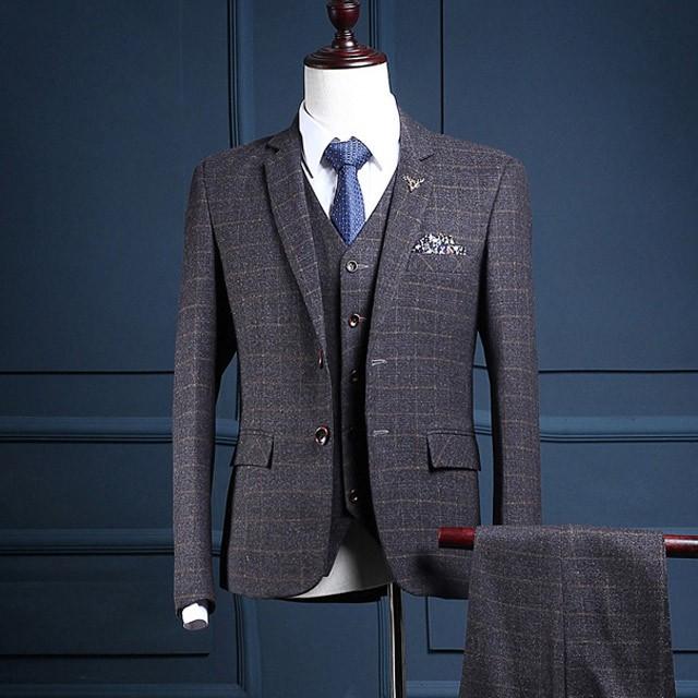 全ての フォーマルスーツ タキシードメンズ スーツ 3点セット チェック柄 紳士服 結婚式 披露宴 ビジネス 30代 40代 50代 3ピーススーツ パーティー 爆安プライス Johnydar Com