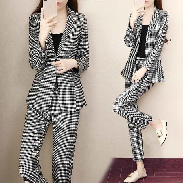 19新品 レディーススーツ 40代 スーツセット パンツセット チェック柄 事務服 フォーマル 細身シルエット ビジネス 入学式 卒業式 通勤 30代40代50代 H ティージービーヤフー店 通販 Yahoo ショッピング